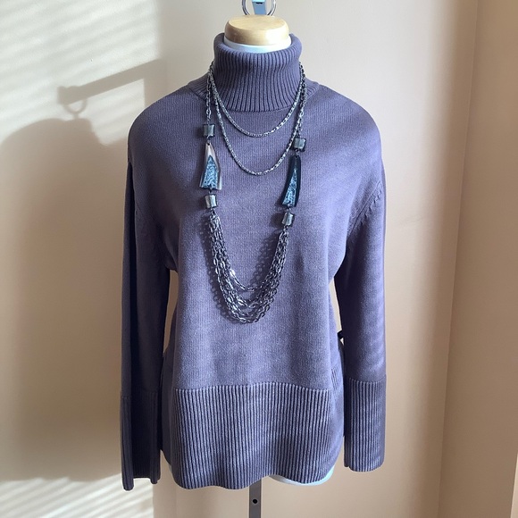 GAP Greyish -Purple Oversized Cotton Turtleneck Sweater Size L - Picture 12 of 13